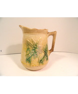 Antique Majolica Pottery Yellow Creamer Floral &amp; Basketweave AS IS - £25.63 GBP