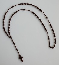 Dark Brown Cord Necklace Rosary - £7.15 GBP