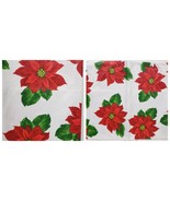 Vinyl Flannel Back Tablecloth, 60&quot; Round, CHRISTMAS POINSETTIA FLOWERS - $31.99