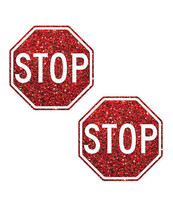 Neva Nude Stop Sign Glitter Pasties - Red O/S - $16.06