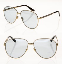 GUCCI WEB 0138 Gold Blue Unisex Stripe Metal Aviator Sunglasses GG0138S 2280 004 - £258.40 GBP