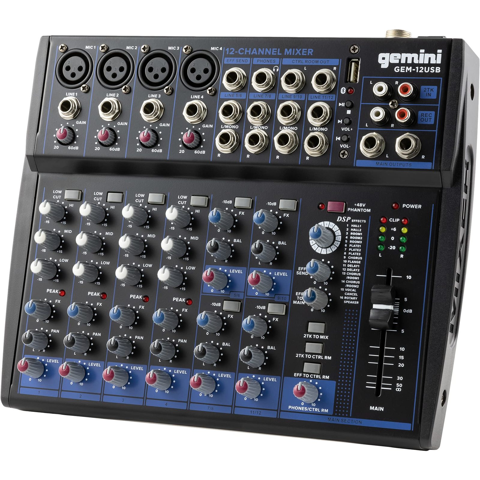 Gemini 8-Channel Audio Mixer  USB Playback, FX, EQ, Phantom Power  Com... - $89.95+