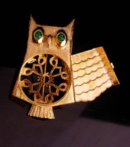 Vintage Owl Brooch / Perfume pin / rhinestone bird - Figural pomander - ... - £59.77 GBP