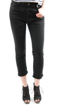 WILDFOX Womens Jeans Marrisa Boyfriend Denim Rolled Black Size S - £30.63 GBP