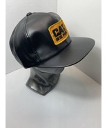 Vintage CAT Hat Mens Black Leather Diesel Power Farming Retro ex cond - £44.01 GBP