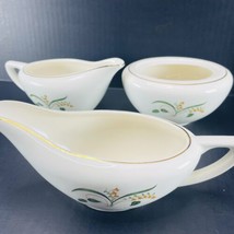 Edwin Knowles Forsythia Creamer Sugar Bowl Gravy Boat CIRCA 1947 VTG Chi... - $27.39