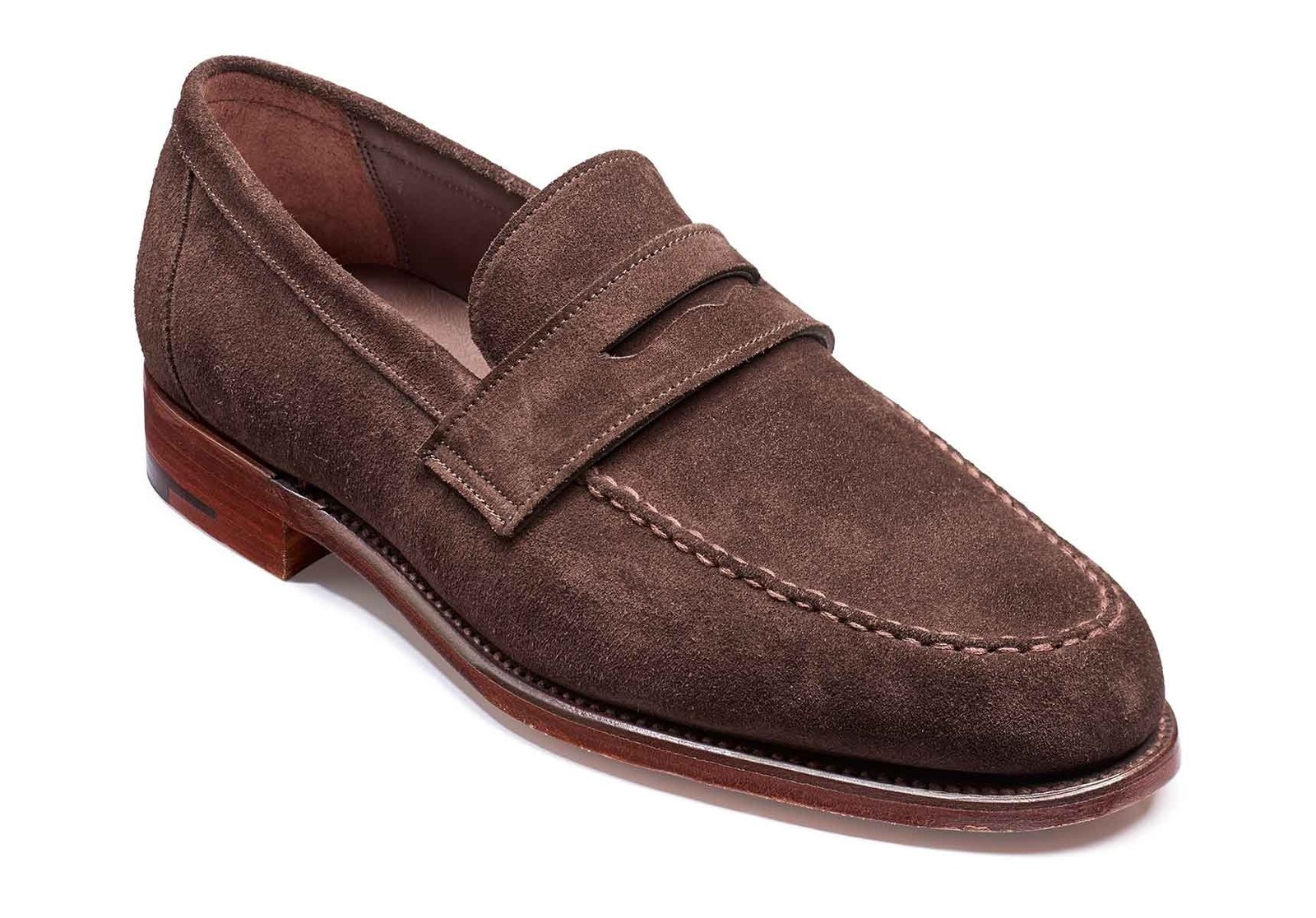Made To Order Men Dark Brown Penny Loafer Genuine Suede Leather Shoes US 7-16