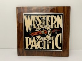 Vintage Western Pacific Railroad Clock Feather River Route Wood Hand Made - $74.20