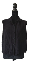 Ladies&#39; Crepe Blouse, Black, 4 Button, Pointed Collar,  XL - $15.97