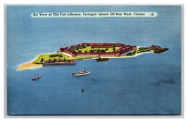 Aerial View Fort Jefferson Tortugas Island Key West FL UNP Linen Postcar... - £2.29 GBP