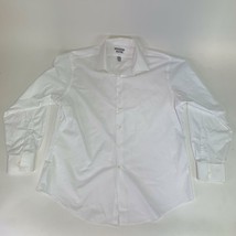 Van Heusen Mens White Fitted Button Down Dress Shirt Size XL - £12.62 GBP