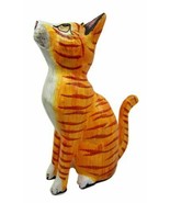 Balinese Wood Handicrafts Striped Yellow Feline Cat Purr Kitten Figurine... - $27.99