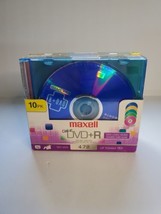 MAXELL COLOR DVD-R 10 PACK 4.7GB 120 MIN BRAND NEW IN OPEN PACKAGE  - £6.21 GBP