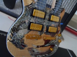 SANTANA - PRS Yellow Dragon Double Neck Sig Custom 1:4 Scale Replica Guitar~New~ - £24.45 GBP