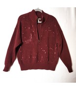 Nine West Womens Sweater Pullover Heavy Knit WInter Warm Sz Lg Burgundy ... - £11.38 GBP