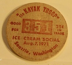 Vintage Kayak Troupe 351 Wooden Nickel Seattle Washington 1971 - $4.94