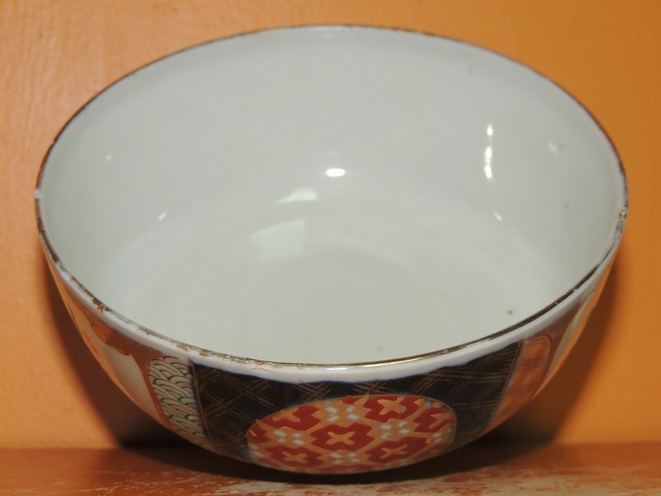 Japanese Arita 5" Bowl with Lid Red Blue Green Meiji 19th Imari RED Hizen mark Item image 10