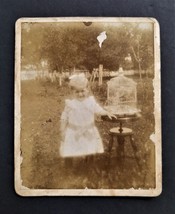 Antique Photograph Pennsylvania Amanda Seveigart 4yo Child Bird Cage - £53.93 GBP