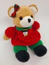 10&quot; First Impressions Girl Bear Christmas Baby Lovey &amp; Rattle Vintage Red B18 - £7.47 GBP