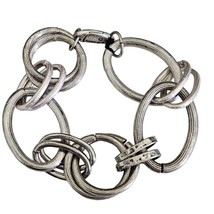 Chico&#39;s Silver Tone Open Chain Link Bracelet - £12.68 GBP