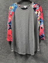 LuLaRoe Randy Tee Shirt Women XL Gray Floral 3/4 Sleeves Jersey Knit Dressy - £16.03 GBP