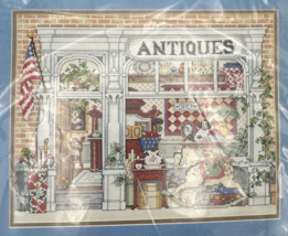 BUCILLA Village Antique Shop counted cross-stitch kit #41176 - 1995 NEW 14x11&quot; - £18.78 GBP