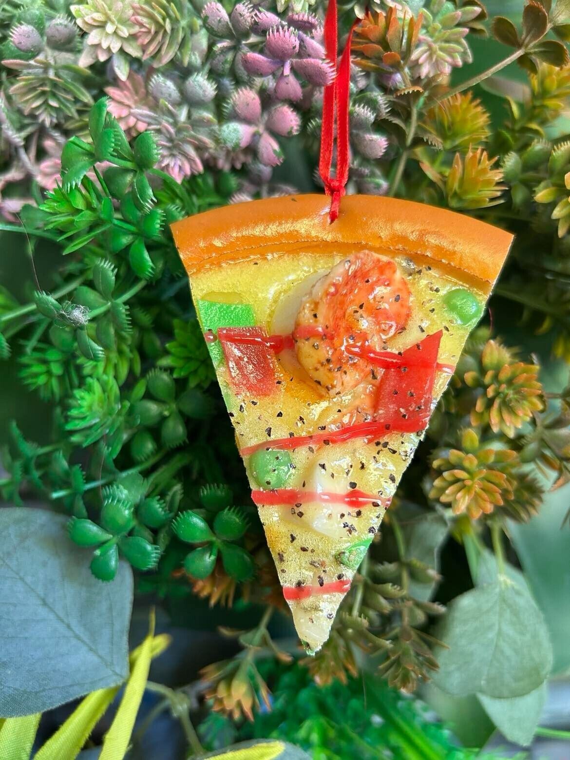 Unique SEAFOOD PIZZA &amp; KING PRAWN BAUBLE realistic HANGING decoration XM... - $12.89