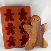 Gingerbread Men Boys Silicone Cake Baking Mold Pan + Handmade Cutting Board - £15.10 GBP