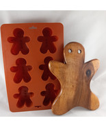 Gingerbread Men Boys Silicone Cake Baking Mold Pan + Handmade Cutting Board - $25.76 CAD