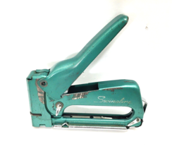 Vtg 1960's Swingline #101 Tacker Staple Gun Teal Green Aqua Blue Hand St... - $24.75