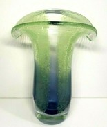 Cobalt Blue Lime Green Teleflora Hand Blown 8&quot; tall  Speckled Art Glass ... - $19.80
