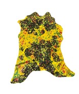 Dyed Yellow Calf Skin with Floral Pattern Acid Washed Size: 39x30&quot; Z-066 - $106.96 CAD