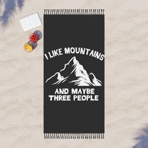 Boho Beach Cloth &quot;I Like Mountains And Maybe Three People&quot; Polyester Blanket 38&quot; - £51.87 GBP