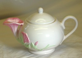 Teleflora Pink Morning Glory Teapot Ceramic Tea Pot - $39.59