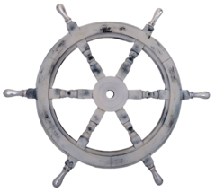 Nautical Handcrafted 24&quot; White Wooden Ship Wheel with Aluminium Handle - £65.67 GBP