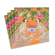 Caspari Monkeys Paper Cocktail Napkins in Orange - Four Packs of 20 - £7.39 GBP+