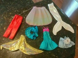Vintage Barbie Dress Skirt Metallic Leather Pants Mermaid Shirt Ruffles Lot - $36.31