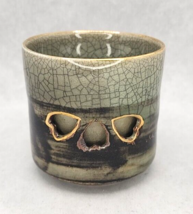 Vtg Otagiri Somayaki Ware Double Wall Reticulated Heart Design Gold Lines Cup - £15.73 GBP