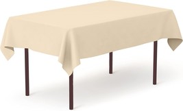Beige 60&quot; x 84&quot; Premium Polyester Tablecloth Wrinkle Stain Resistant Eas... - $29.91