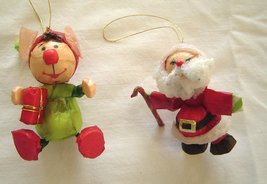  Santa Claus and Elf Paper Mache American Greetings Ornaments - £19.63 GBP
