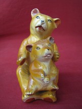 Vintage Bear Holding Cub Salt &amp; Pepper Shakers Japan - $29.69