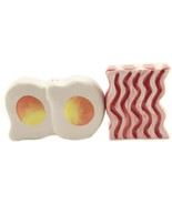 Magnetic Ceramic Salt Pepper Shakers Bacon and Egg Set, 4 Inches - $23.52 CAD
