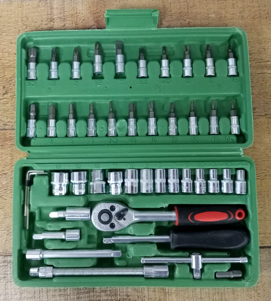 46Pcs Repair Wrench Socket Spanner Screwdriver Ratchet Torque Wrench Combo - $16.39