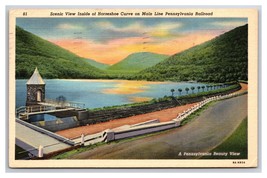 View Inside Horseshoe Curve Main Line Pennsylvania Railroad Linen Postcard N26 - £1.54 GBP
