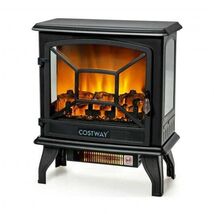 1400W Electric Stove Heater with 3-Level Flame Effect and 3-Sided View-B... - $224.43