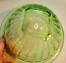 Green Uranium 8" Bowl Ribbed Pattern Rolled Edge image 5