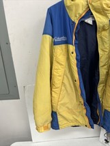 Columbia Sport Jacket Parka Hood Spellout Yellow Blue Black Men&#39;s L VTG - £31.03 GBP