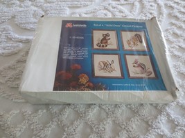 Vtg. LeeWards Set of 4 WILD ONES Crewel PICTURES - Complete with Frames - 6&quot; sq. - £19.77 GBP