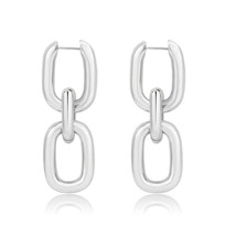 3 Row Chain Link Dangle Drop Hoop For Women Rhodium Plated Fashion Earrings Gift - £60.09 GBP