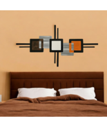 Wood Metal wall art, Orange, brown, Gray Square wall sculpture 40x21 by ... - €131,64 EUR